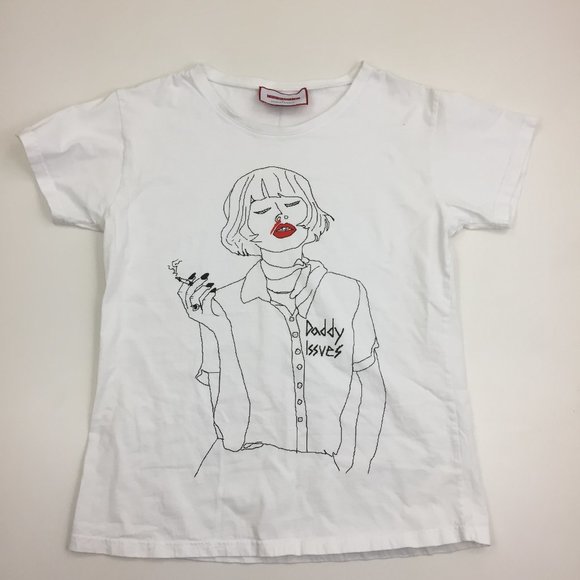 INDAPTE x MAXIMILIAN ROBINSON The Daddy Issues White Black Red Print Tee Shirt